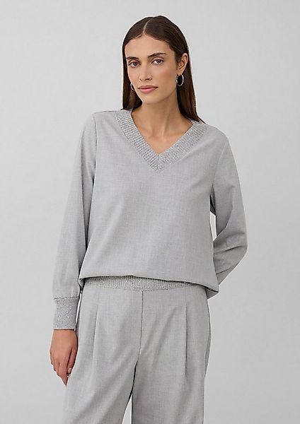 s.Oliver Langarmbluse Bluse Flanell-Bluse mit Strickkragen und -bündchen günstig online kaufen