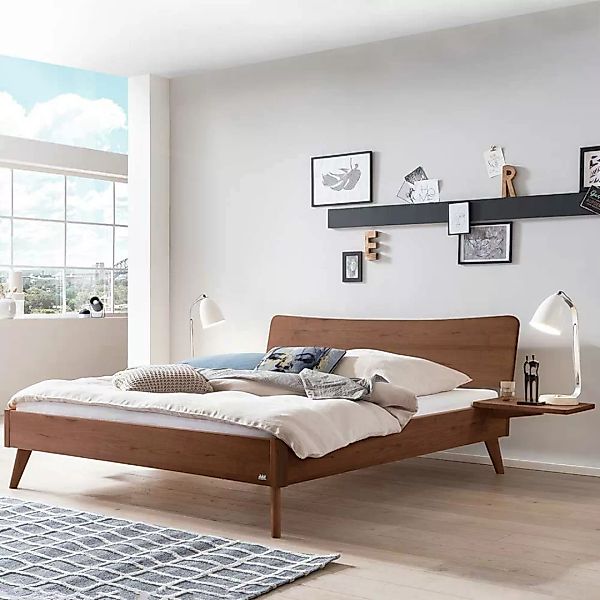 Nussbaum massiv Doppelbett 160x200 cm oder 180x200 cm modernem Design günstig online kaufen