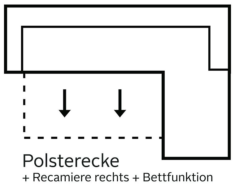 INOSIGN Ecksofa "Sapporo L-Form", wahlweise Bettfunktion oder Sitztiefenver günstig online kaufen