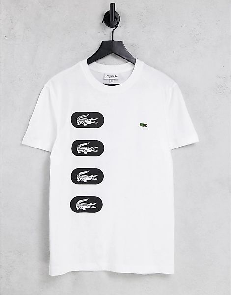Lacoste – T-Shirt mit Rückenprint in Weiß – exklusiv bei ASOS günstig online kaufen