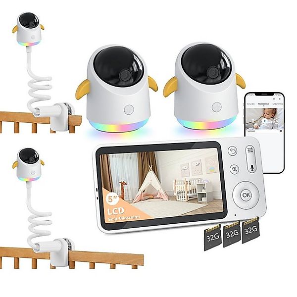 Boifun Babyphone 2K Babyphone mit 2 Kameras 5" Display Video Babyfon mit Ap günstig online kaufen