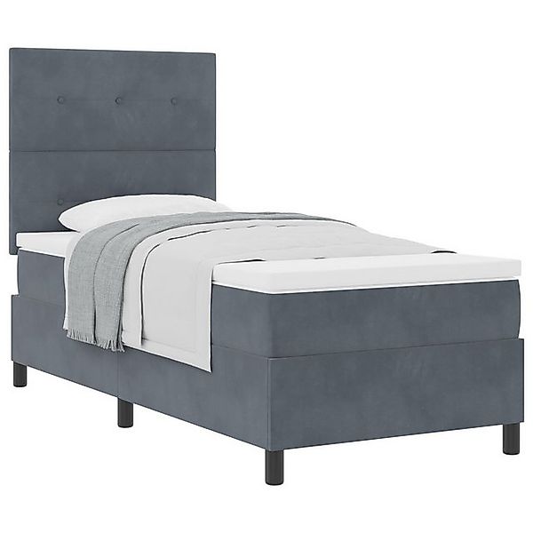 vidaXL Bett Boxspringbett mit Matratze Dunkelgrau Einzel Velours (1-tlg) günstig online kaufen