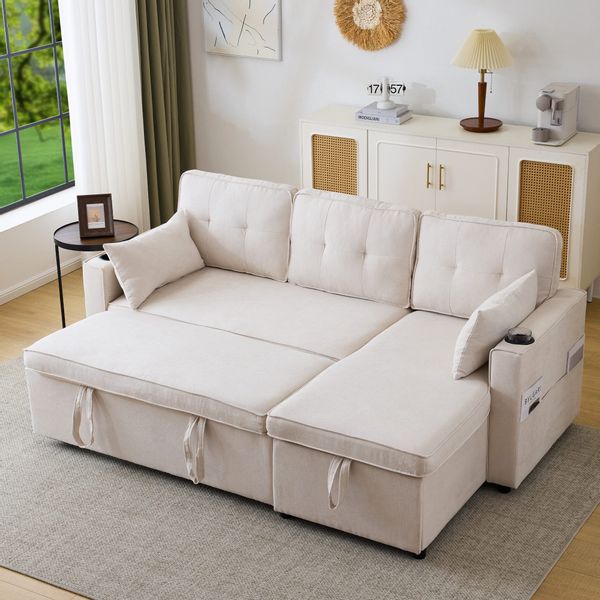 Merax Ecksofa L-Form, Loungesessel mit Schlaffunktion, günstig online kaufen