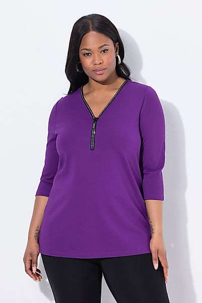 Ulla Popken T-Shirt Punto-Shirt A-Linie Zipper günstig online kaufen