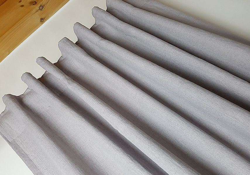 novumfix Vorhang Leinengardine grau 100% Naturfaser Kräuselband 140x250cm(B günstig online kaufen