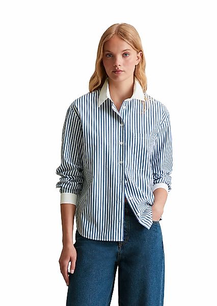 Marc OPolo DENIM Langarmbluse, gestreift, weißer Kragen und Manschette günstig online kaufen