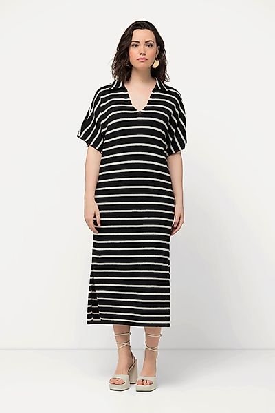 Ulla Popken Midikleid Strick-Midikleid Ringel Hemdkragen günstig online kaufen