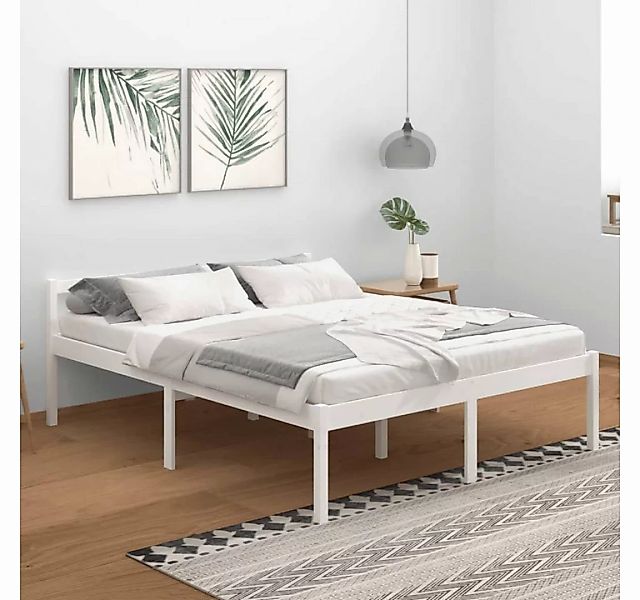 furnicato Bett Seniorenbett Weiß 160x200 cm Massivholz Kiefer günstig online kaufen