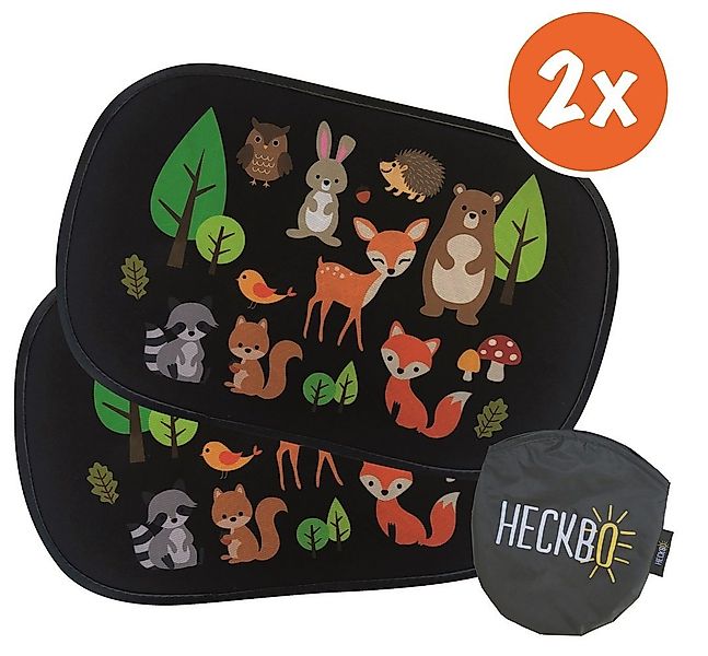 HECKBO Sonnenschutz 2X Auto Sonnenblende mit 8 Saugnäpfen - Waldtiere Tiere günstig online kaufen