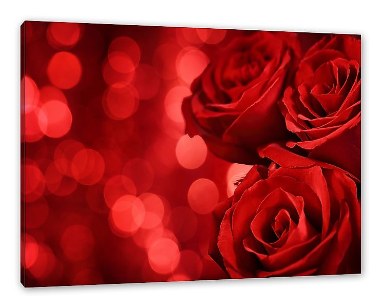 Pixxprint Leinwandbild Drei rote Rosen, Drei günstig online kaufen