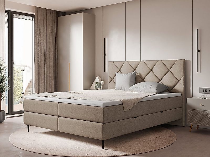 MIRJAN24 Boxspringbett Letra (mit zwei Bettkästen), Metallfüße, Härtegrad H günstig online kaufen