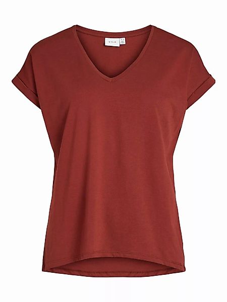 VILA Basic-v-ausschnitt T-shirt Damen Rot günstig online kaufen