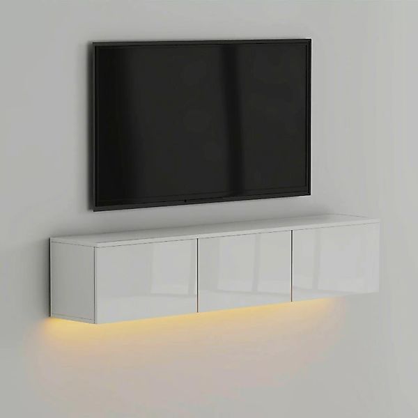 TV Lowboard Alston Weiß Hochglanz LED Beleuchtung 9833 günstig online kaufen