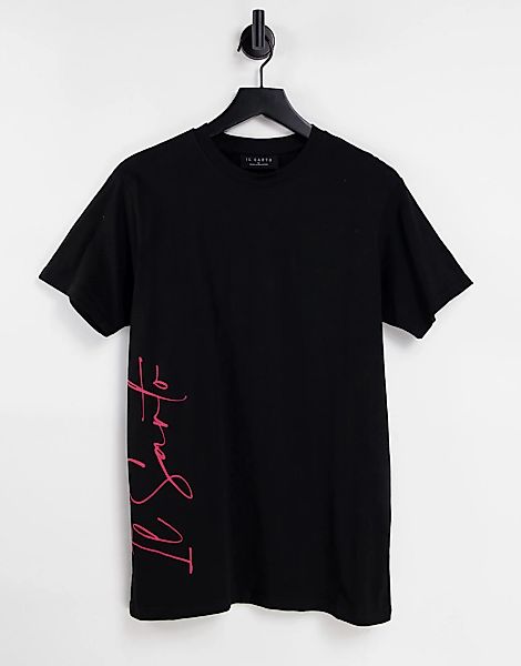Il Sarto – T-Shirt in Schwarz mit Logo-Print günstig online kaufen