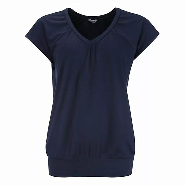 modAS T-Shirt Damen Kurzarmshirt Basic mit V-Ausschnitt und breitem Saum am günstig online kaufen