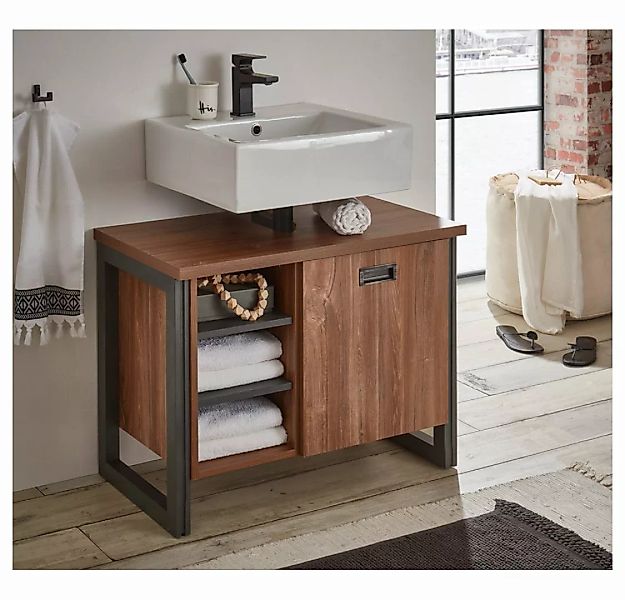 Lomadox Badezimmer Waschbeckenunterschrank DALLAS-61 in Stirling Oak Nb. mi günstig online kaufen