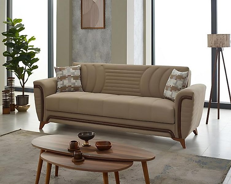 JVmoebel Sofa Dreisitzer Couch 3 Sitzer Sofa Stoffsofa Polstersofa Beige Co günstig online kaufen