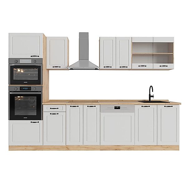 Vicco Küchenzeile R-Line, Weiß Landhaus/Goldkraft Eiche, günstig online kaufen