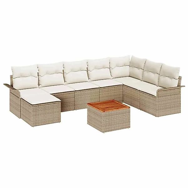 vidaXL Gartensofa-Set mit Speicher 9 Stk Beige und Creme Poly-Rattan 335603 günstig online kaufen