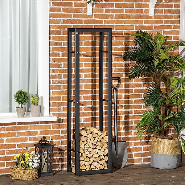 HOMCOM Feuerholzregal Kaminholzablage Kaminholzständer 100kg Stahl Schwarz günstig online kaufen