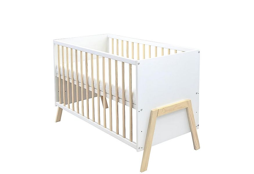 Baby-Delux Babybett Juna Weiß Kiefernholz Schutzgitter, Kinderbett 60x120 w günstig online kaufen