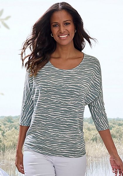 LASCANA 3/4-Arm-Shirt mit modischem Zebra-Muster aus weichem Viskose-Strick günstig online kaufen