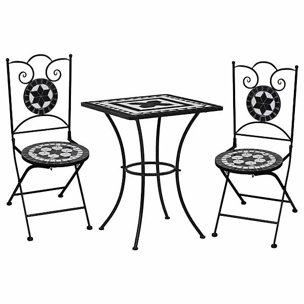 3-tlg. Bistro-set Mosaik Keramik Schwarz Und Weiß günstig online kaufen