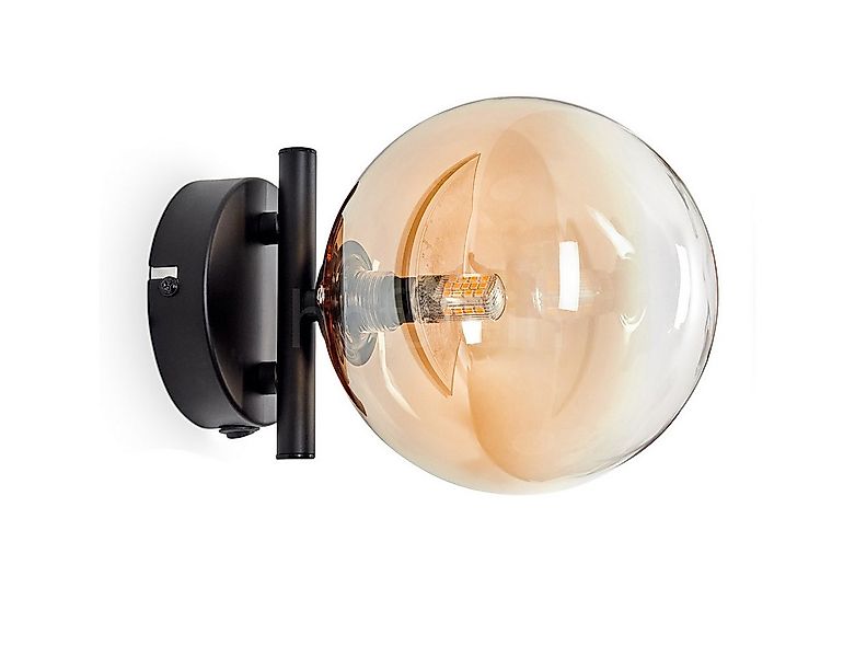 hofstein Wandleuchte Wandlampe aus Metall/Glas in Schwarz/Bernstein/Klar, o günstig online kaufen