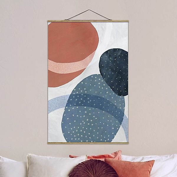 Stoffbild Abstrakt mit Posterleisten - Hochformat Orbit mit Punkten II günstig online kaufen