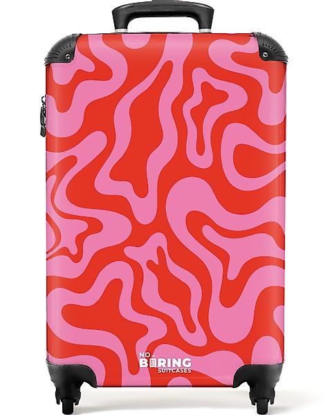 NoBoringSuitcases.com© Hartschalen-Trolley Rosa mit rotem abstraktem günstig online kaufen