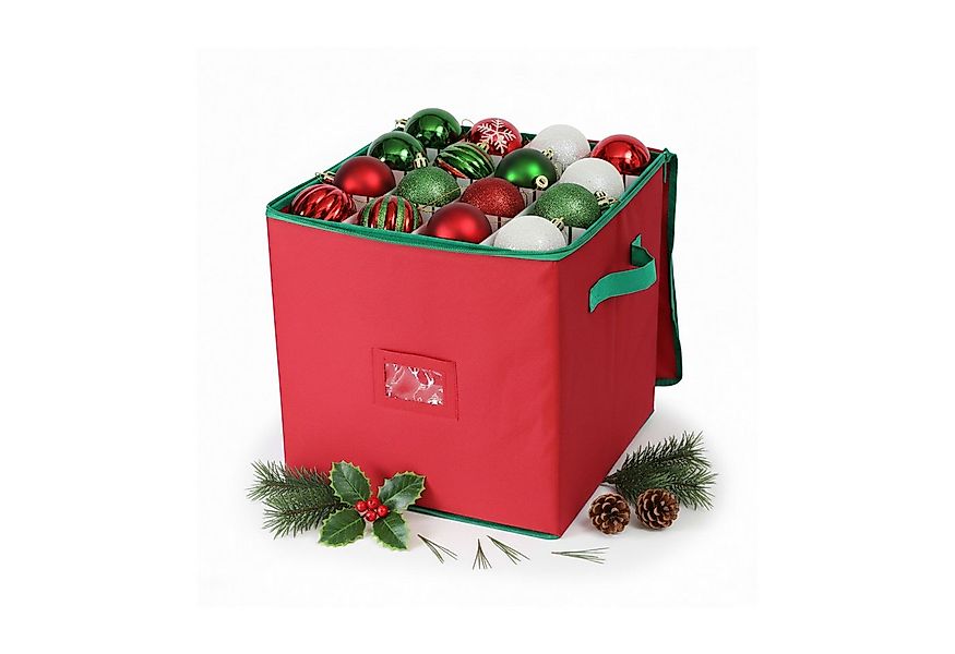 relaxdays Aufbewahrungsbox Weihnachtskugel Aufbewahrungsbox, rot günstig online kaufen