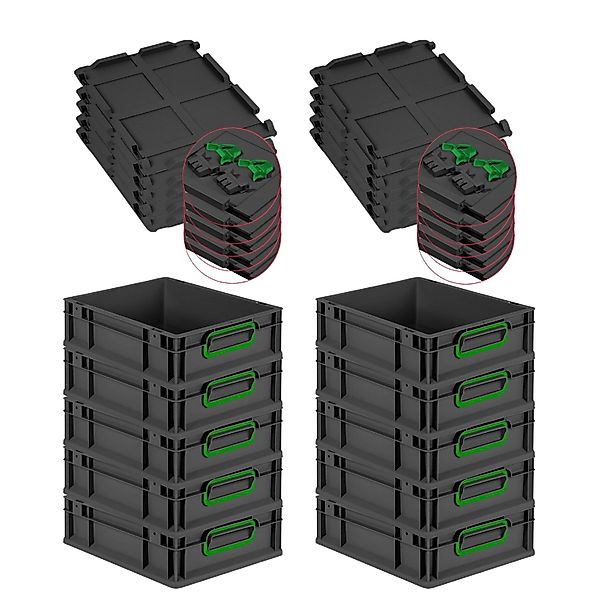 PROREGAL SuperSparSet 10x Eurobox Nextgen Color Mit Scharnierdeckel HxBxT 1 günstig online kaufen