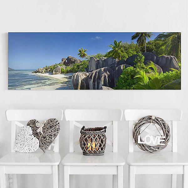 Leinwandbild Natur & Landschaft - Panorama Traumstrand Seychellen günstig online kaufen