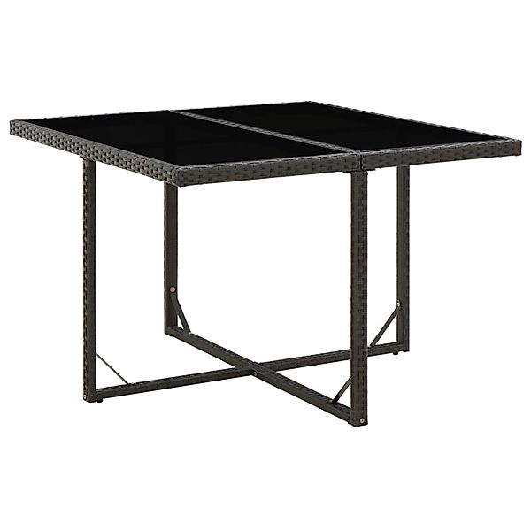 vidaXL Gartentisch Schwarz 109x107x74 cm Poly Rattan und Glas 316764 günstig online kaufen