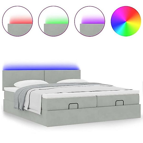 vidaXL Bett Ottoman-Bett mit Matratzen & LEDs Hellgrau 180x200 cm Samt günstig online kaufen