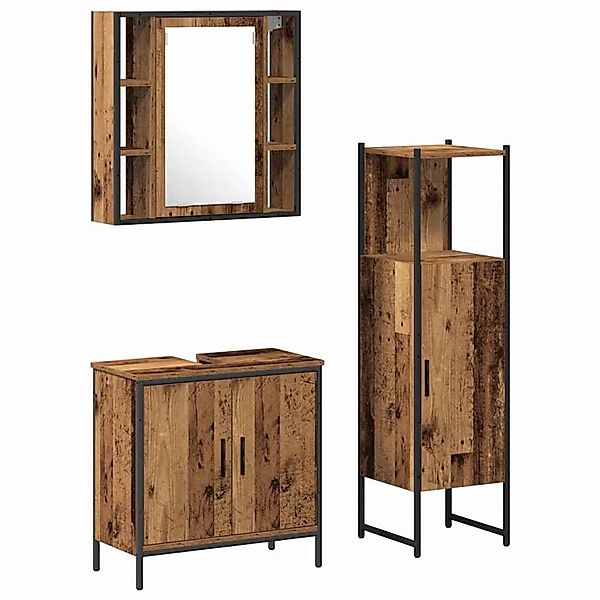 vidaXL Badezimmermöbel Set mit Stauraum 3-Tlg Braun 33 x 33 x 120,5 cm 3332 günstig online kaufen