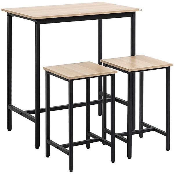 HOMCOM Sitzgruppe Bartisch-Set im Industrie-Design, 3-teilig, günstig online kaufen