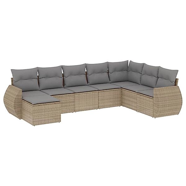 vidaXL 8-Tlg Garten-Sofagarnitur mit Kissen Beige Poly Rattan 3254096 günstig online kaufen