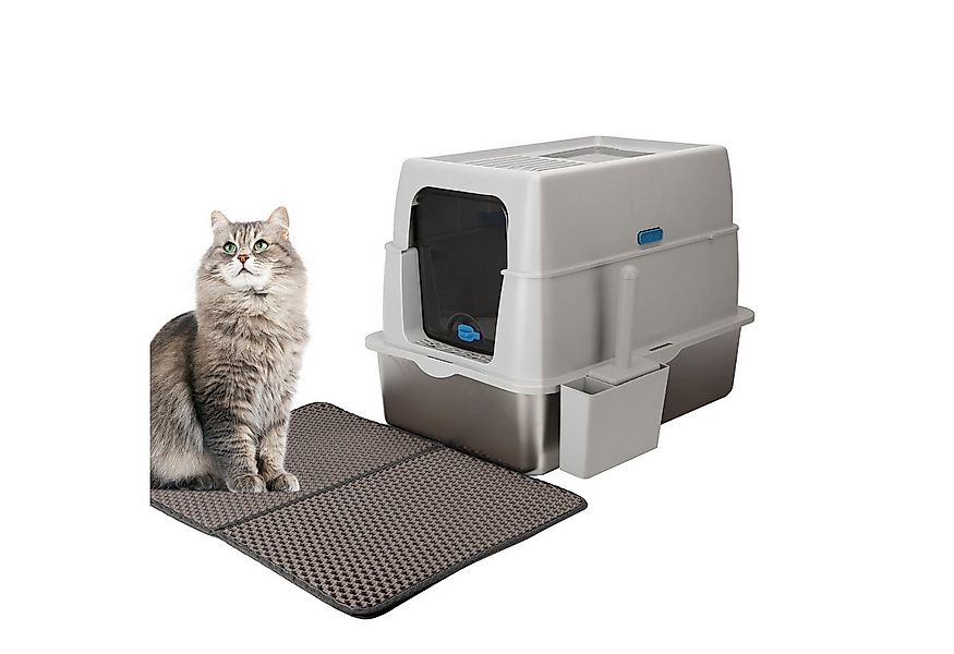 nobleza Katzentoilette Geschlossene Katzentoilette Edelstahl XXL mit Deckel günstig online kaufen