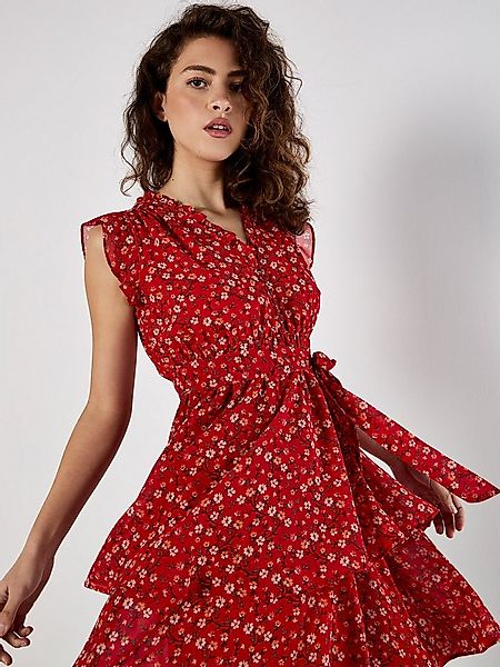 Apricot Druckkleid Geblümtes Kleid (2-tlg) mit Bindegürtel günstig online kaufen