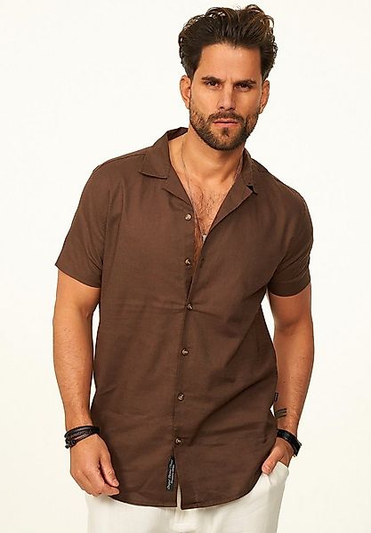 behype Kurzarmhemd aus Leinen Sommerhemd im Regular-Fit Herren Leinenhemd F günstig online kaufen