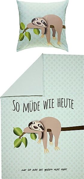 Erwin Müller Kinderbettwäsche Wendebettwäsche "Faultier", Renforcé, Tiermot günstig online kaufen