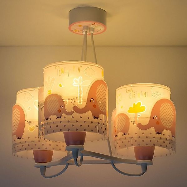 Kinderzimmer Pendelleuchte Little Elephant in Pink 3-flammig E27 günstig online kaufen