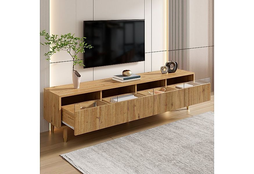 REDOM Lowboard in Holzoptik mit Acrylfronten (Wohnzimmermöbel, TV-Board, 1 günstig online kaufen