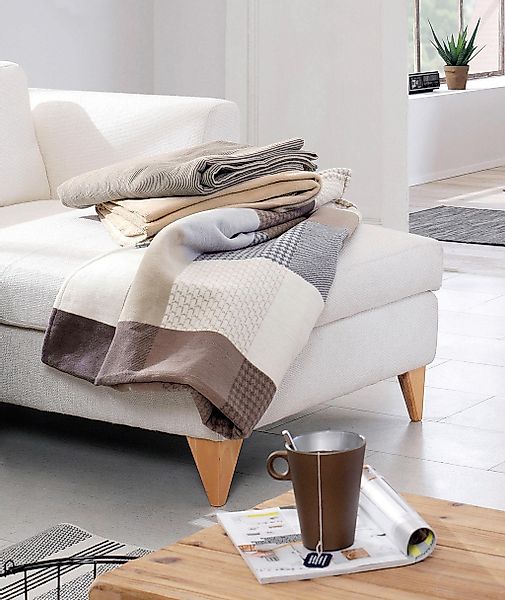 Wohndecke Pittsburgh, IBENA, mit vielen Vierecken, Kuscheldecke günstig online kaufen