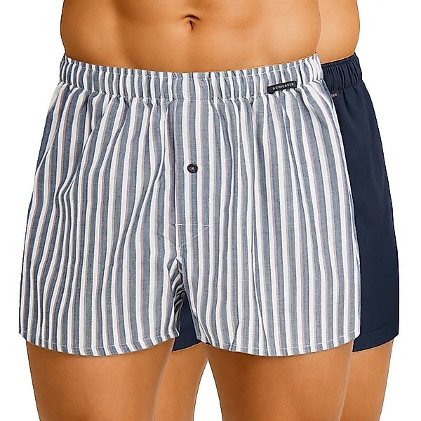 Schiesser 2-er Set Boxershorts Dunkelblau & Grau kariert günstig online kaufen