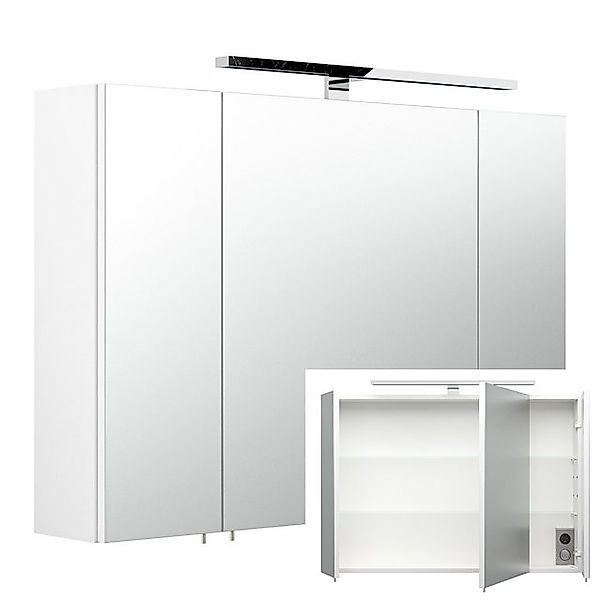 Lomadox Spiegelschrank 90cm in weiß RIMAO-100 mit LED-Beleuchtung, B/H/T 90 günstig online kaufen