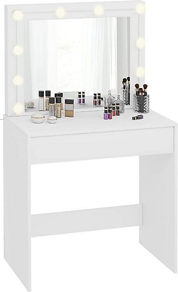 EUGAD Schminktisch, Frisiertisch 10 LED-Lampen mit Schubladen 80x40cm Weiß günstig online kaufen