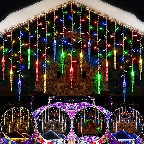 Rosnek LED-Lichtervorhang Eiszapfen-Anhänger, 8 Modi, Timer, günstig online kaufen