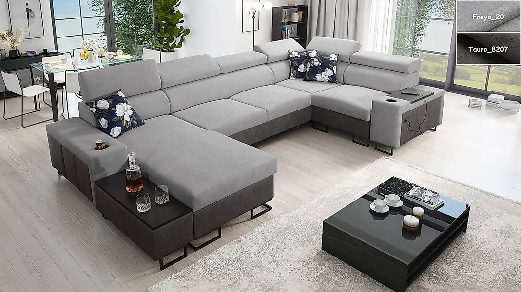 Möbel für Dich Wohnlandschaft Melody IV in U-Form mit USB, Ablagen und ande günstig online kaufen